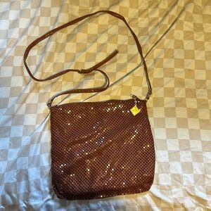 Red whiting and Davis metal mesh crossbody bag